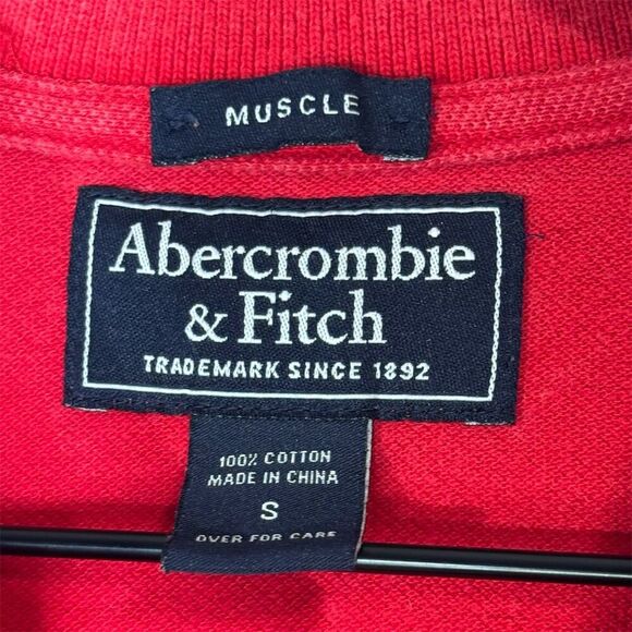 Y2K Abercrombie & Fitch Muscle Fit Red Stripe Polo Shirt Size S Preppy Retro - Picture 6 of 7